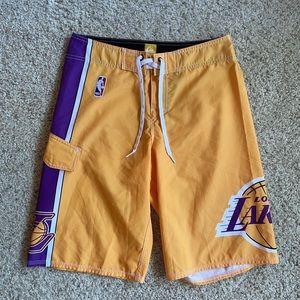 NBA Los Angeles Lakers Quicksilver Swim Trunks Size 29x18